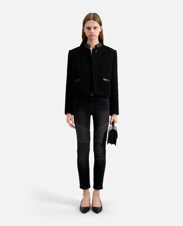veste courte noire en tweed