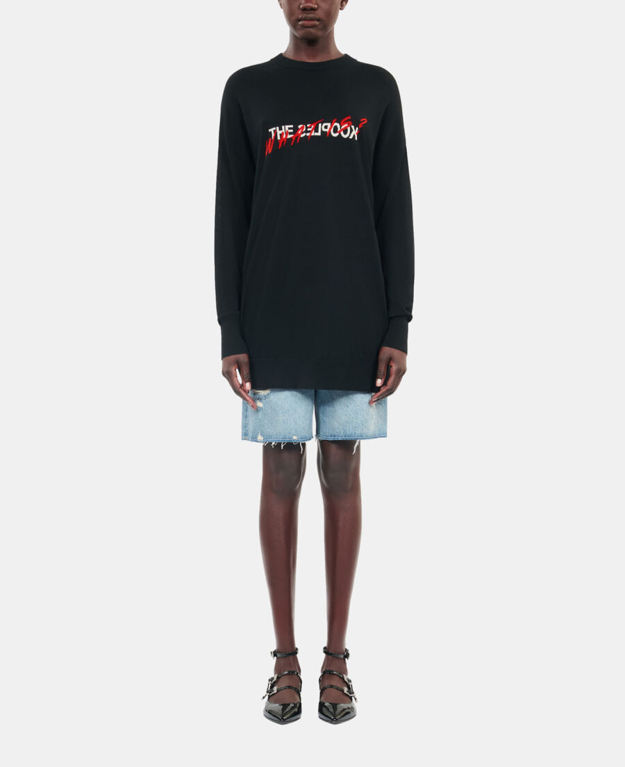 The Kooples WOMEN BLACK RED OFF WHITE what is black wool sweater