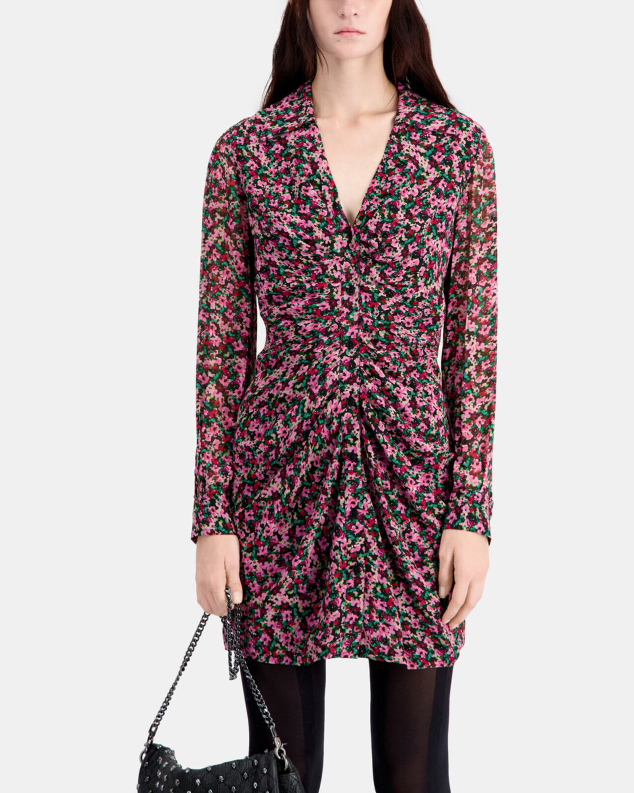 The Kooples MUJER MULTICOLOR vestido estampado corto fruncidos