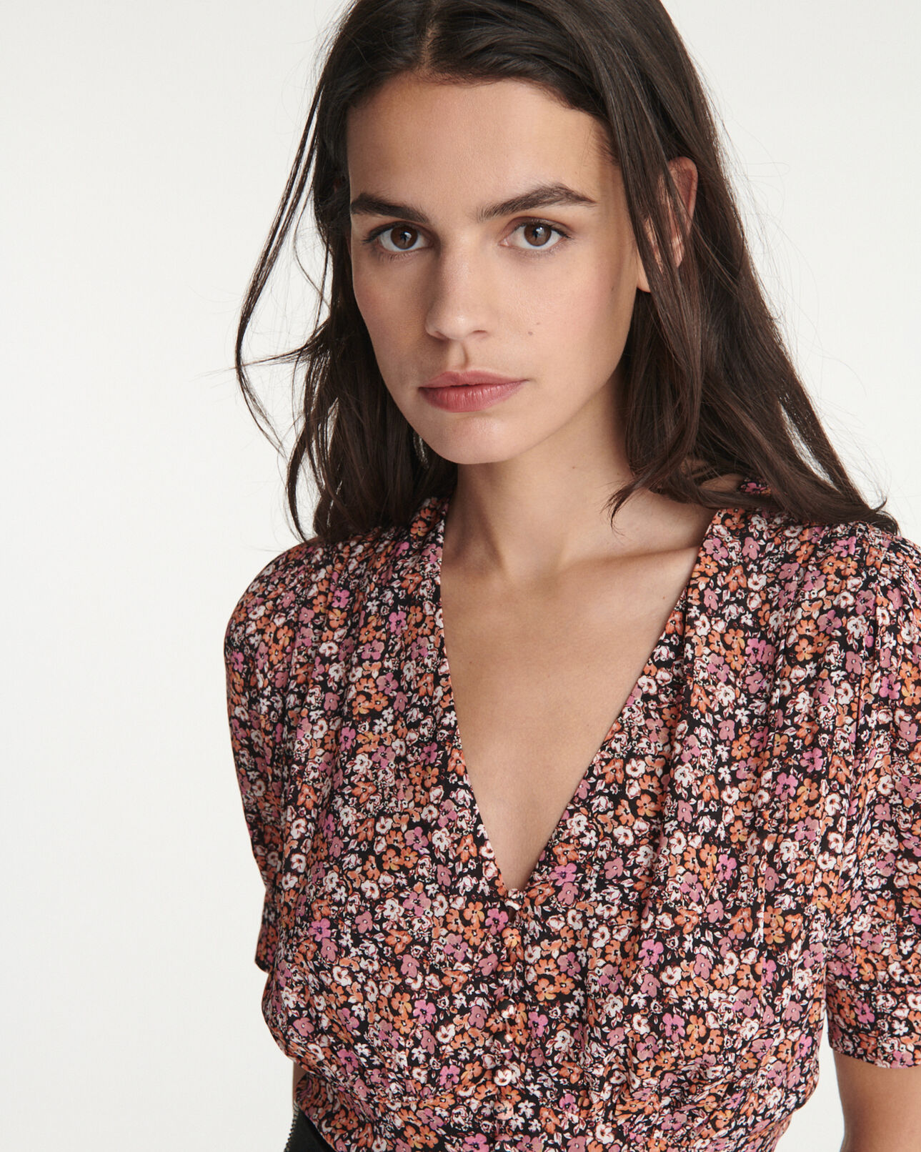 The Kooples DAMEN PINK langes kleid bedruckt bezogene knöpfe