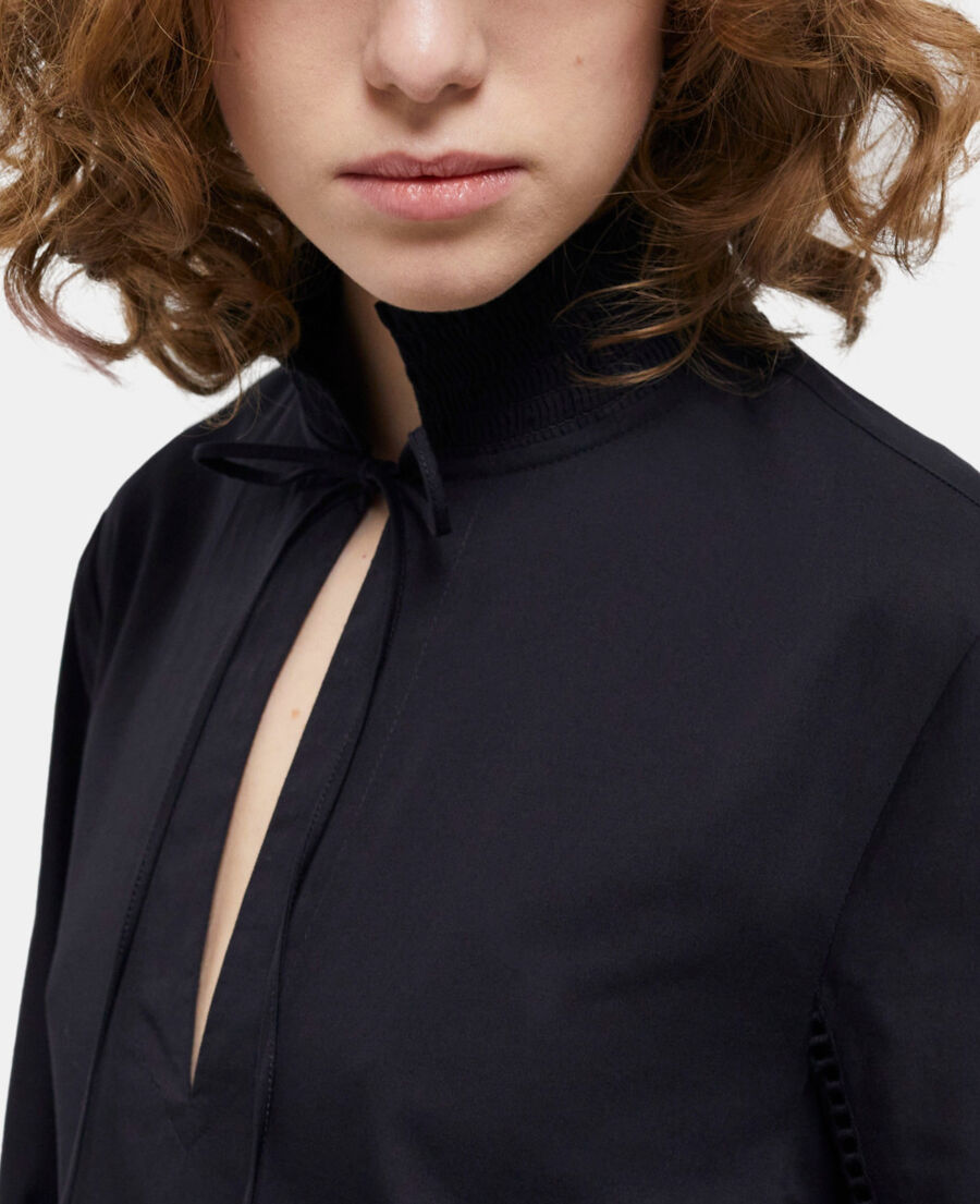 vestido corto negro bordado inglés