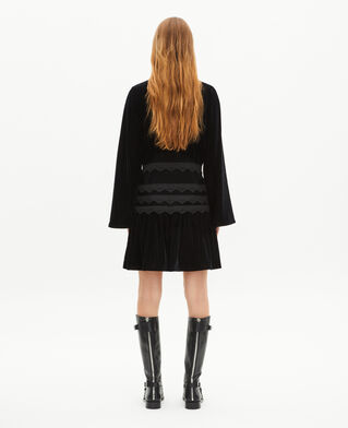 The Kooples FEMME BLACK robe courte en velours noire