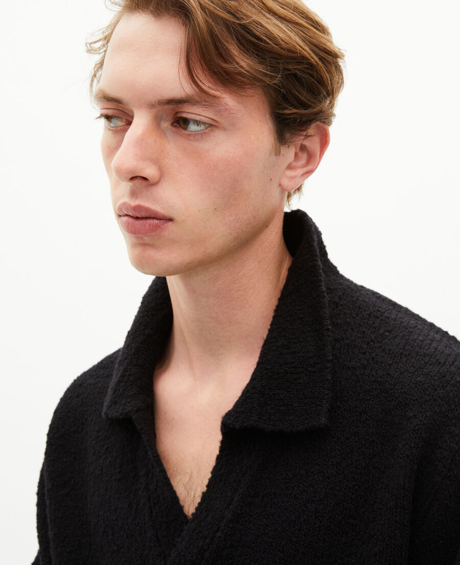 The Kooples HOMME BLACK pull col tunisien en laine noir