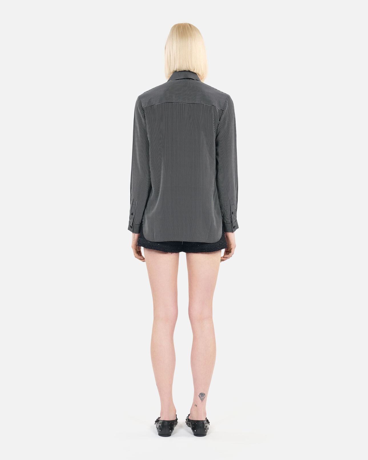 The Kooples WOMEN BLACK WHITE striped silk shirt