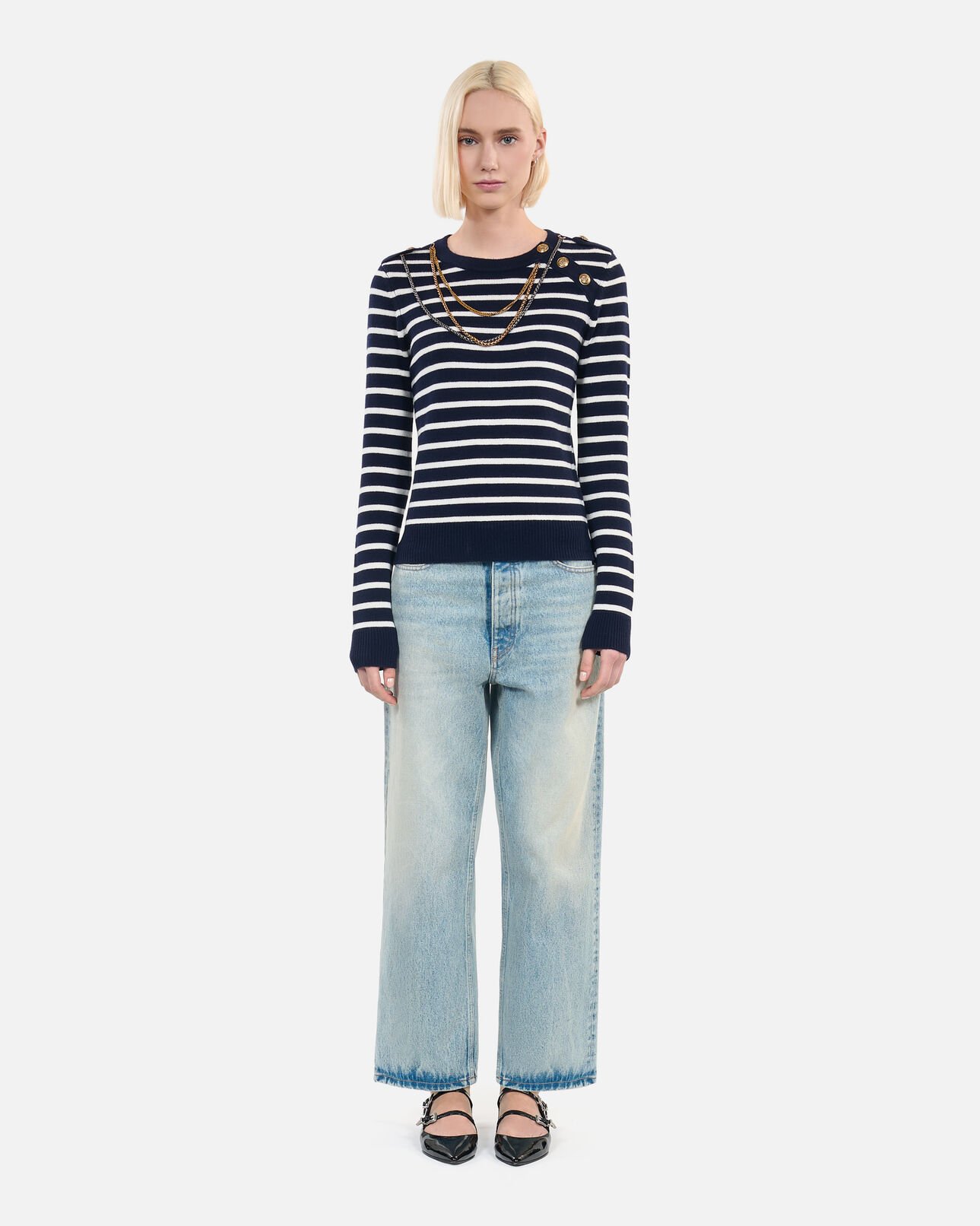 The Kooples MUJER WHITE / BLUE jersey lana rayas