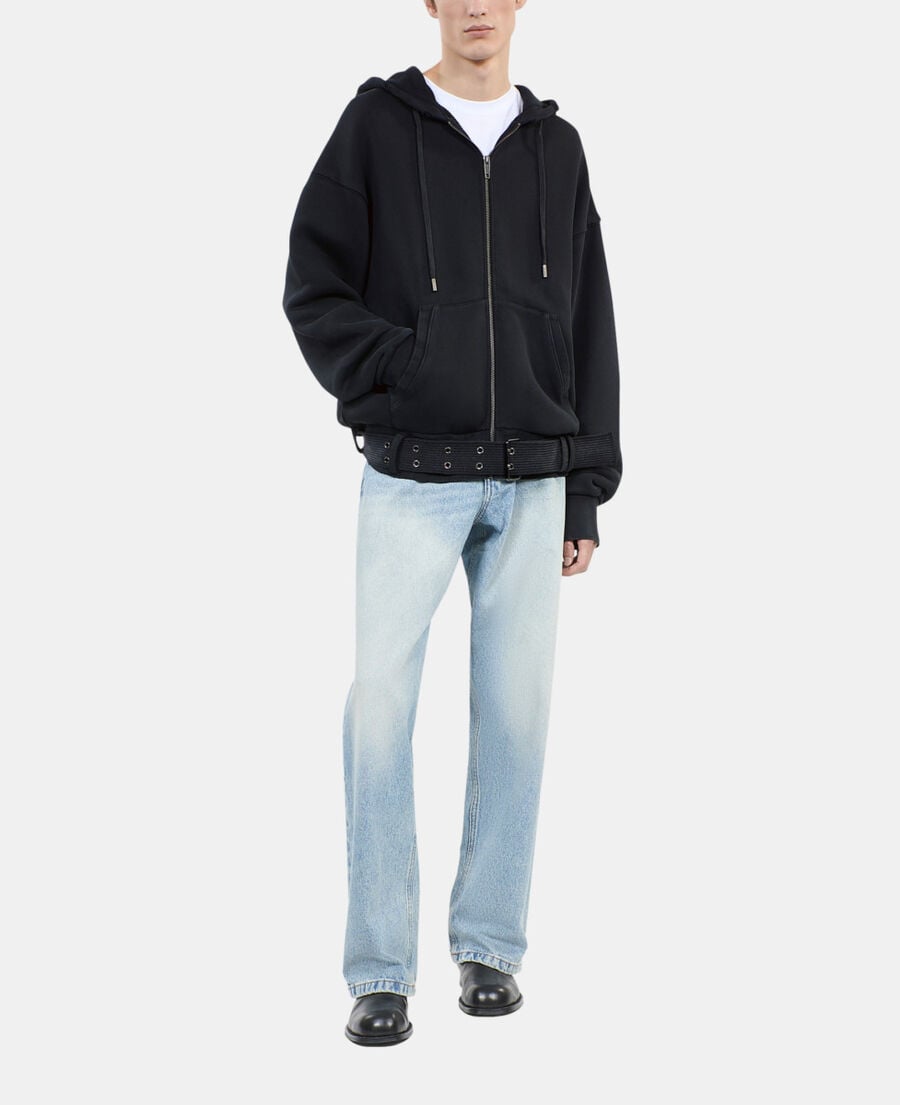 The Kooples MEN BLACK WASHED black hoodie