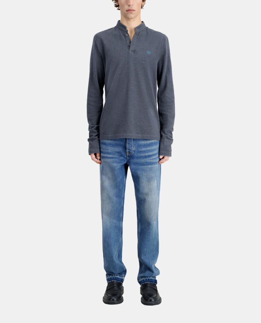 The Kooples H GREY MELANGE grey cotton polo t-shirt