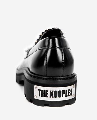 The Kooples FEMME BLACK mocassins penny en cuir noir avec franges et studs