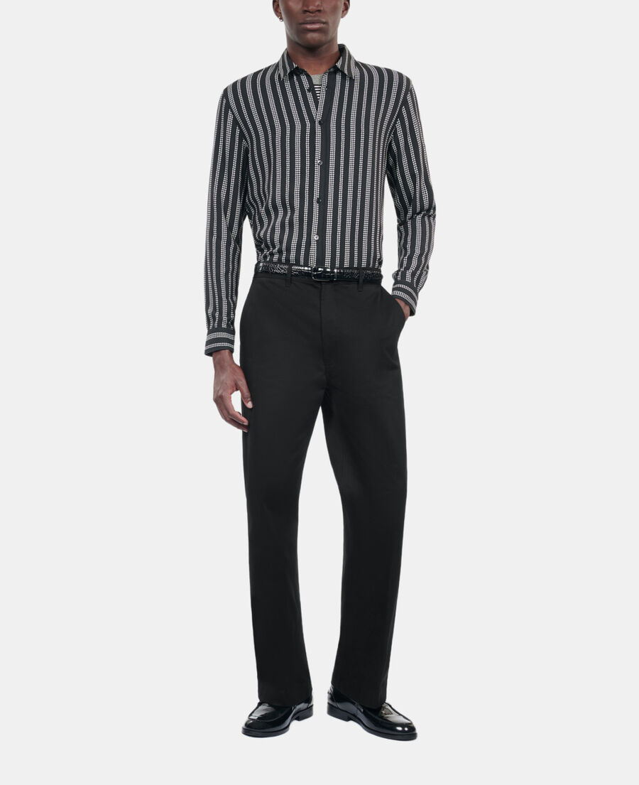 The Kooples HOMME BLACK pantalon large en coton noir