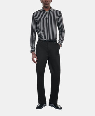 The Kooples HOMME BLACK pantalon large en coton noir