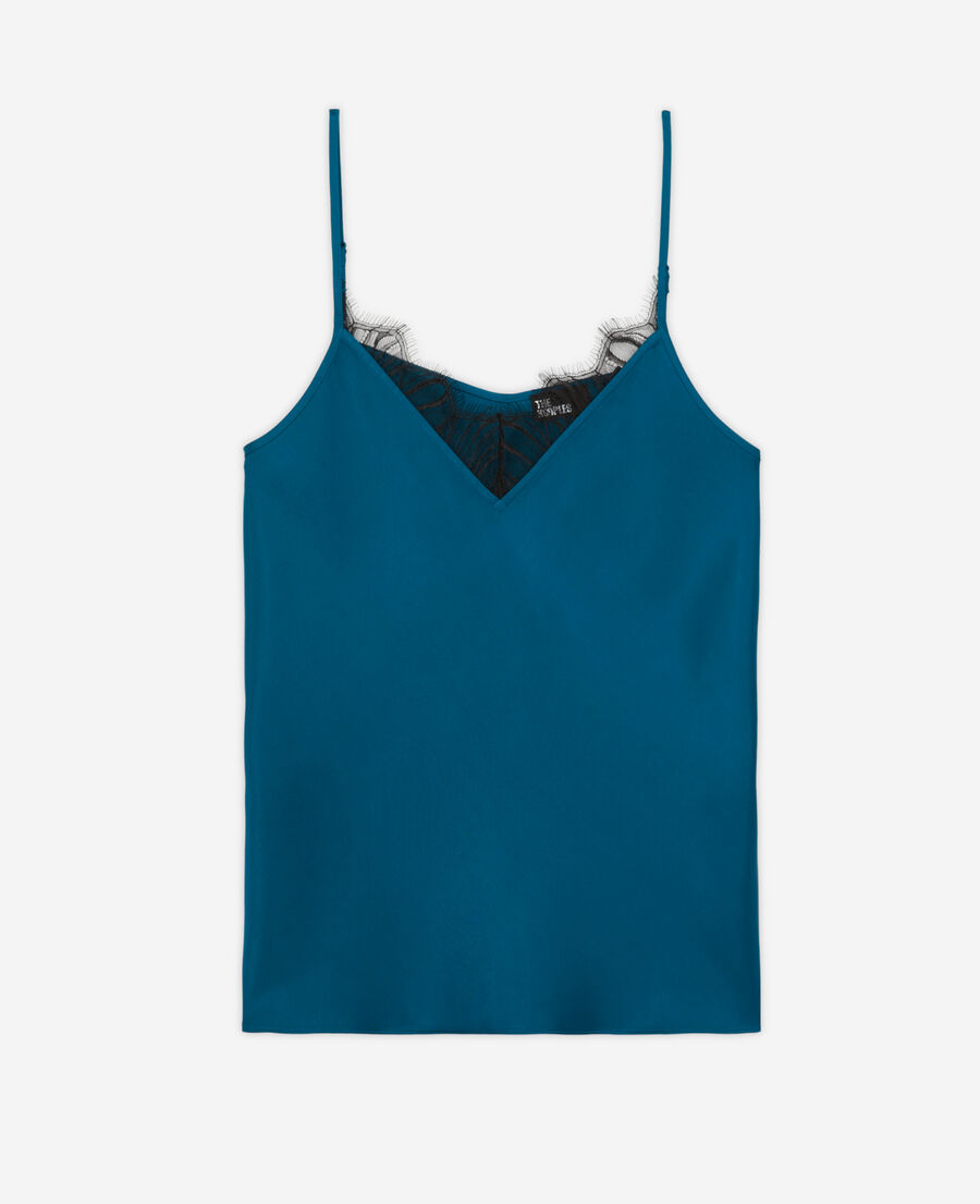The Kooples F MEDIUM BLUE blue camisole with lace details