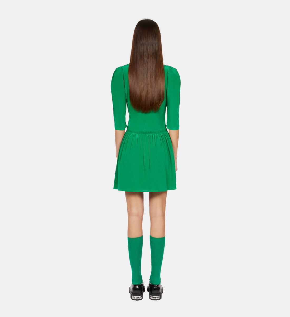 Robe courte avec fronces verte