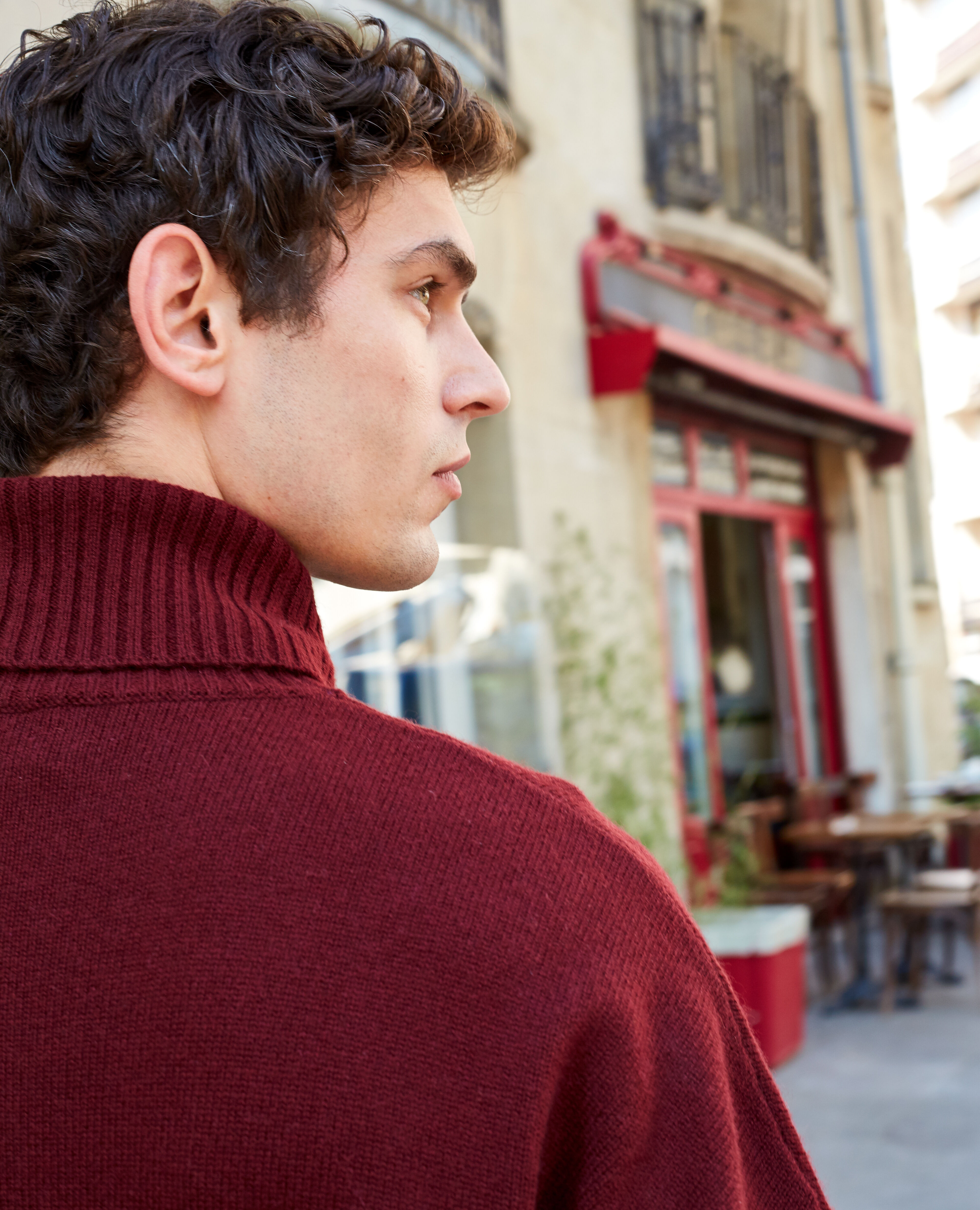 Burgundy wool and cashmere turtleneck jumper