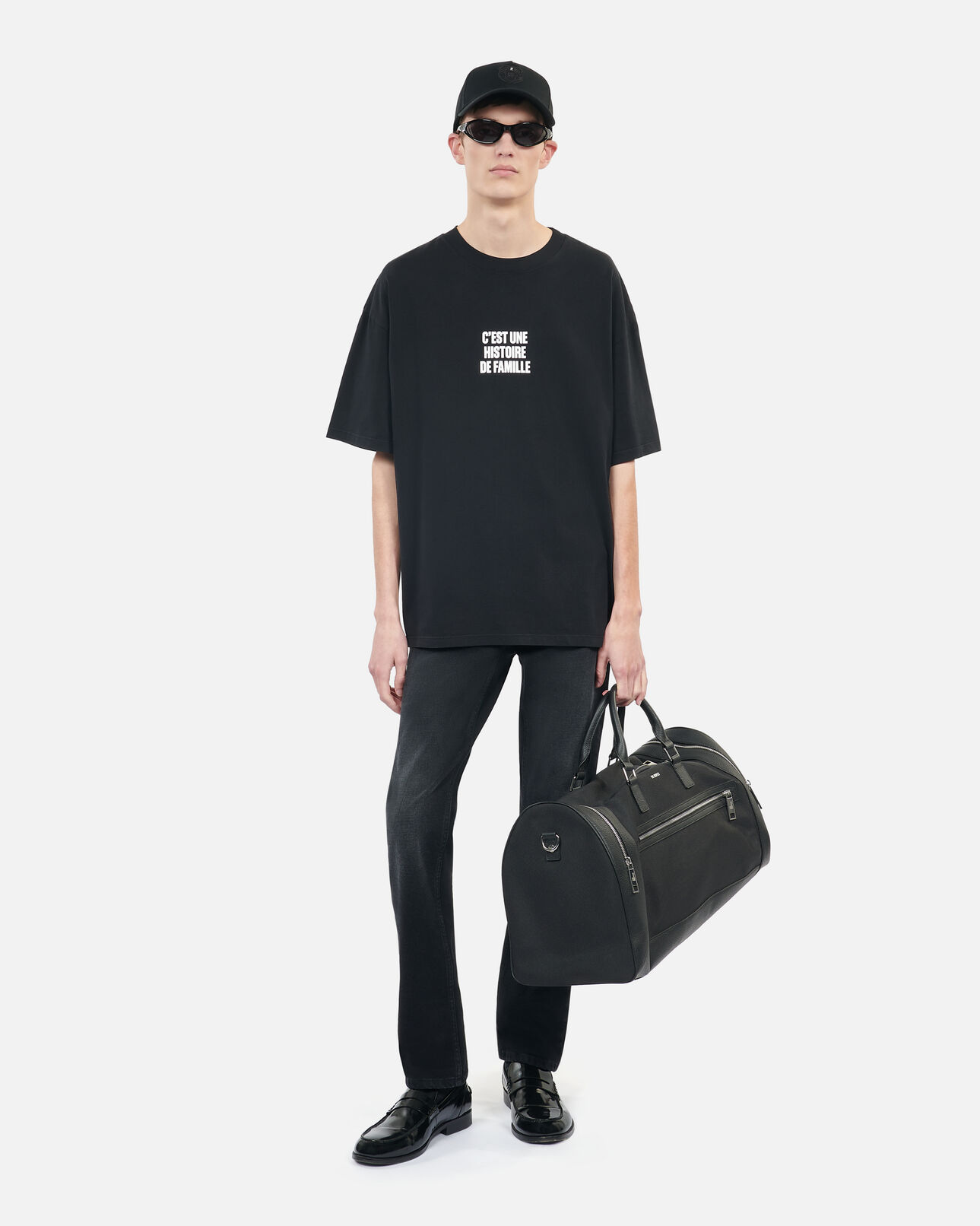 The Kooples MEN BLACK WASHED black histoire de famille serigraphy t-shirt