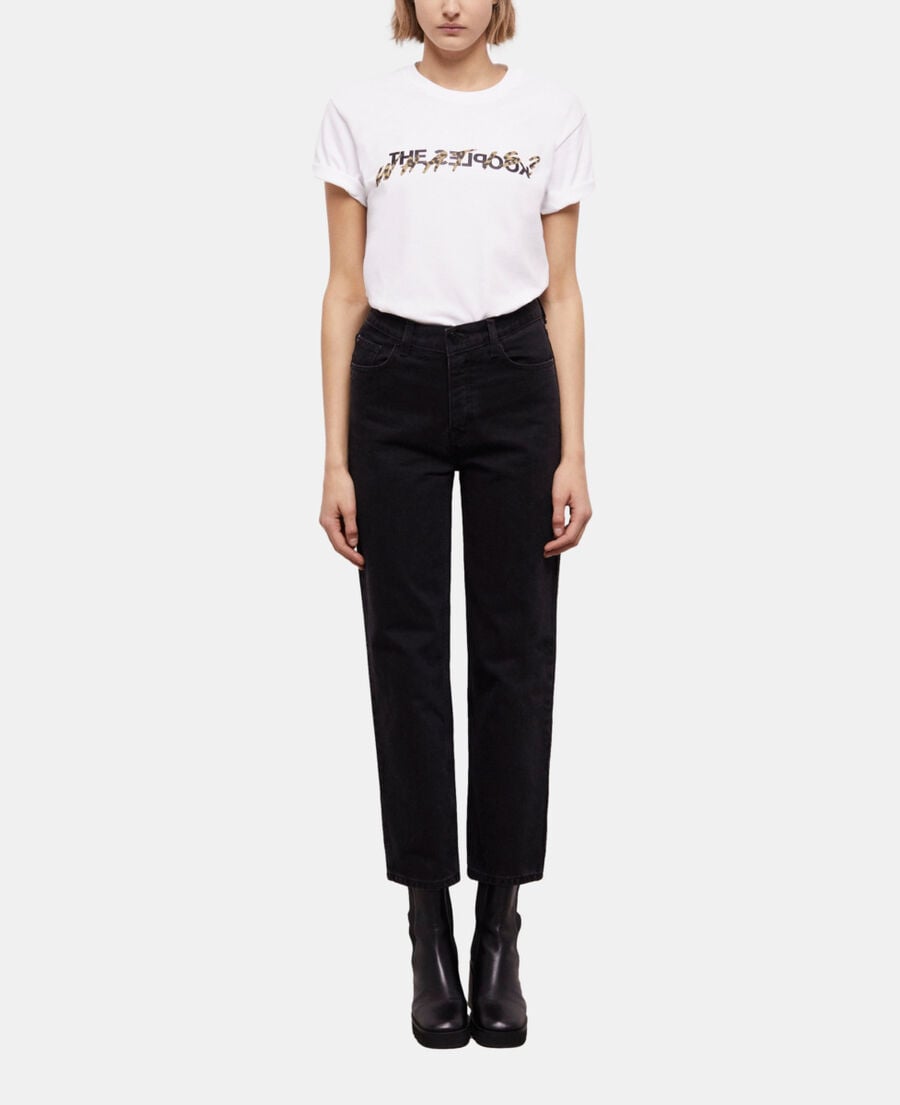 The Kooples FEMME BLACK WASHED jean droit noir