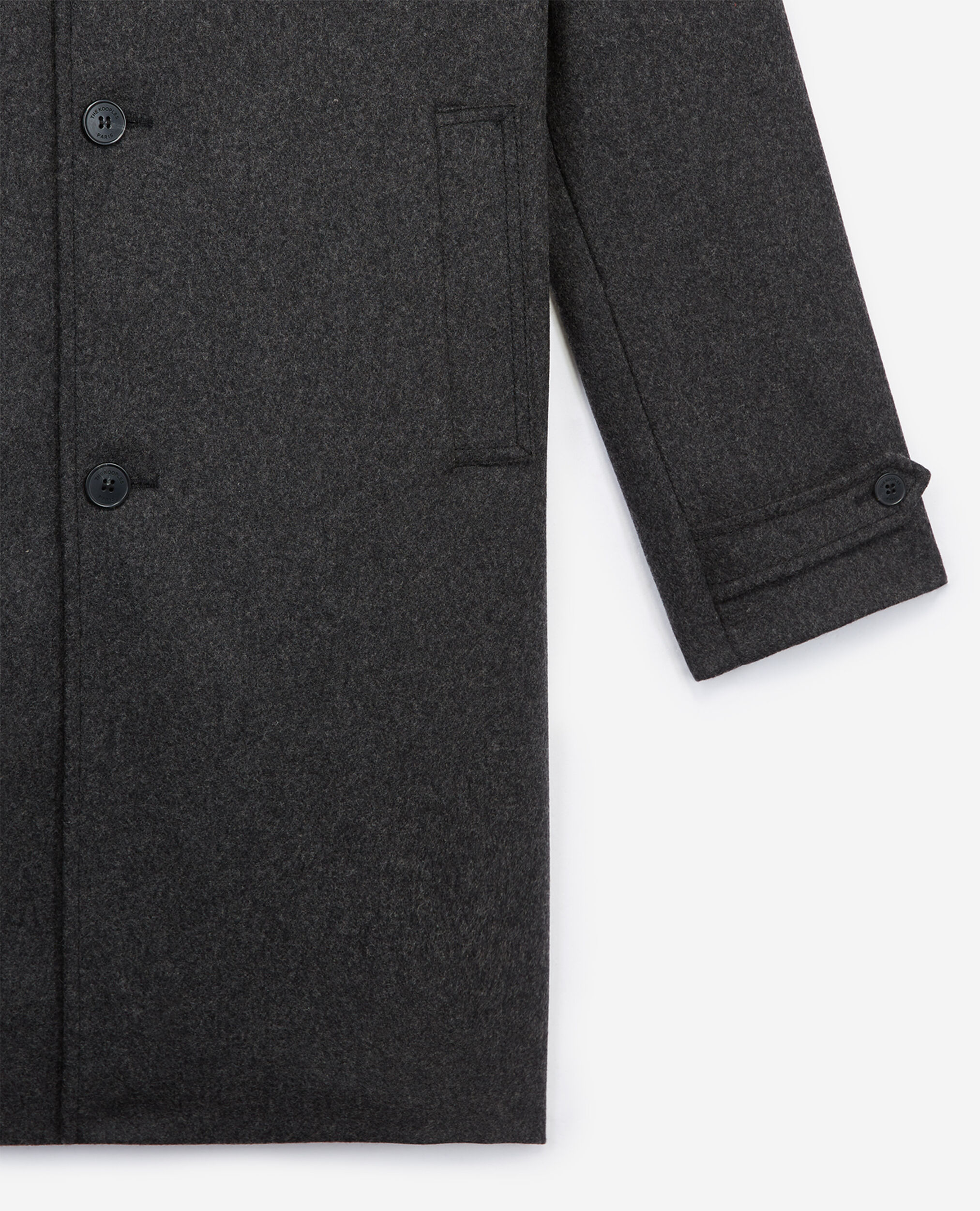 Long black coat with patch pockets, ANTHRACITE, hi-res image number null