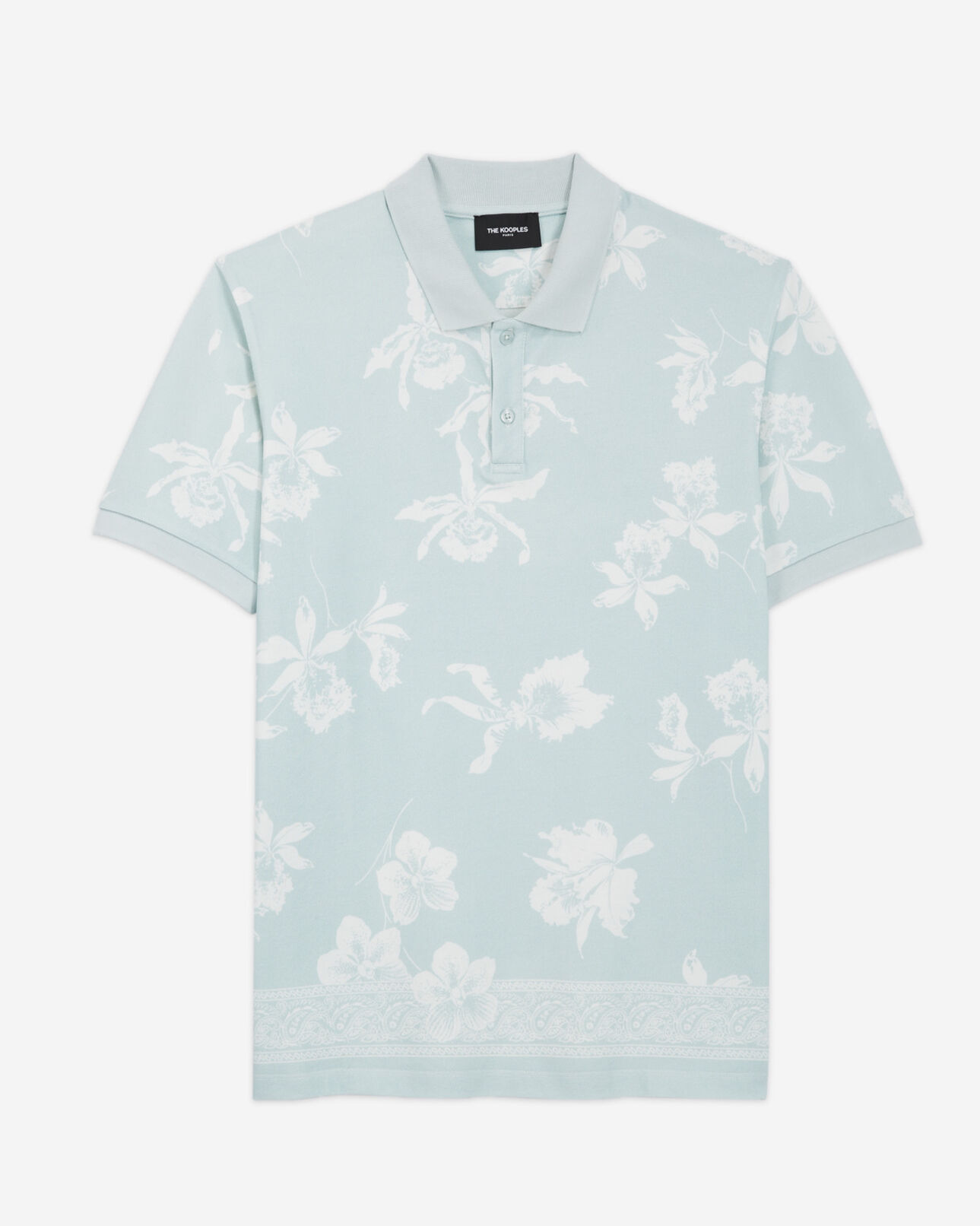 The Kooples HOMME GRIS BLEU polo vert et blanc imprimé fleuri casual
