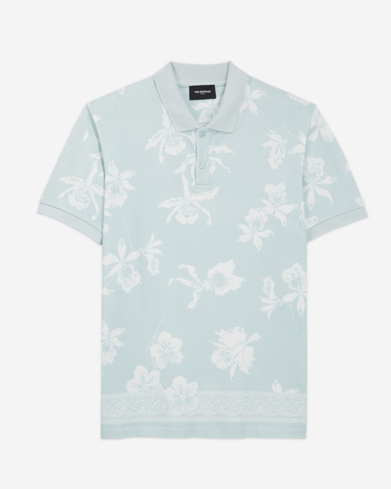 Polo vert et blanc imprimé fleuri casual, GRIS BLEU, hi-res image number null