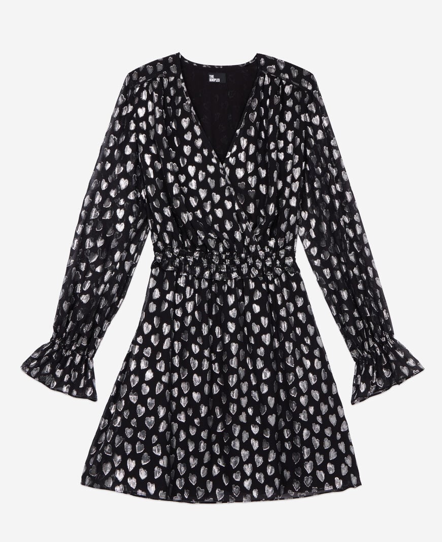 The Kooples F BLACK SILVER short black dress with silver hearts