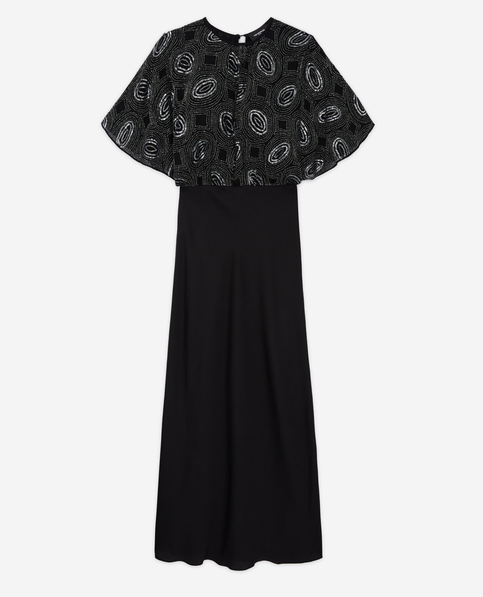 Robe longue noire à perles argentées, BLACK, hi-res image number null