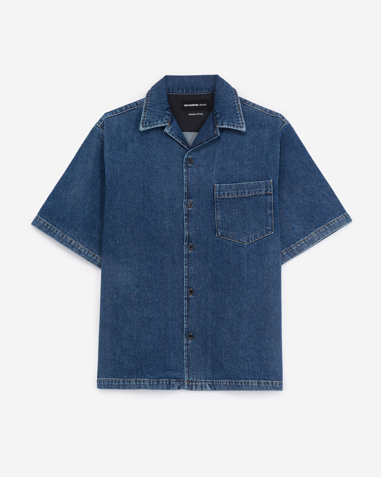 The Kooples MEN BLEU INDIGO blue denim shirt with pockets