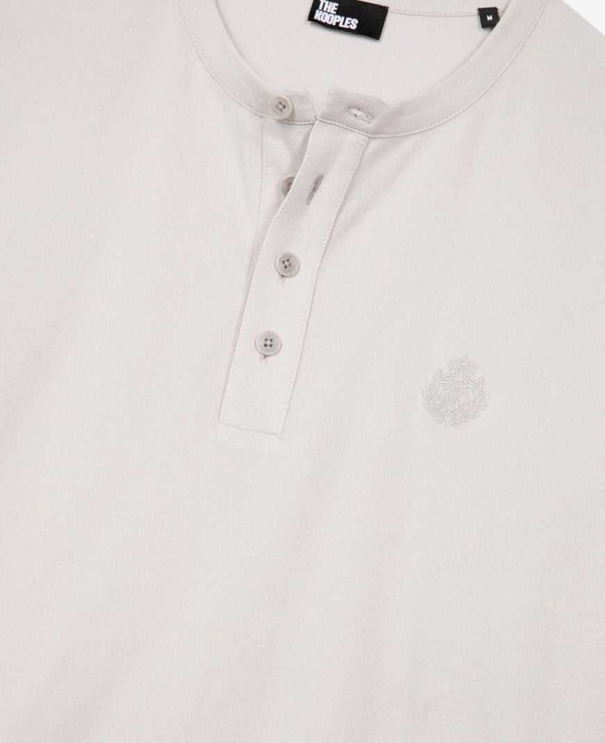 The Kooples HERREN LIGHT GREY langärmliges t-shirt mit grauem wappen