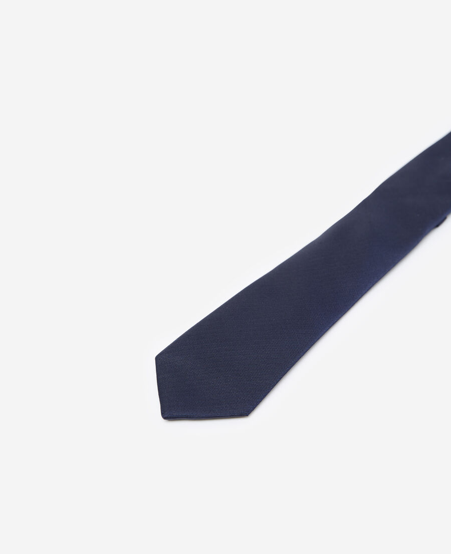 skinny plain blue silk tie