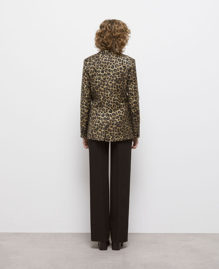 leopard print straight-cut jacket