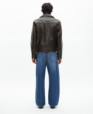 The Kooples HERREN BLACK USED LIGHT jacke im bikerstil aus schwarzem leder