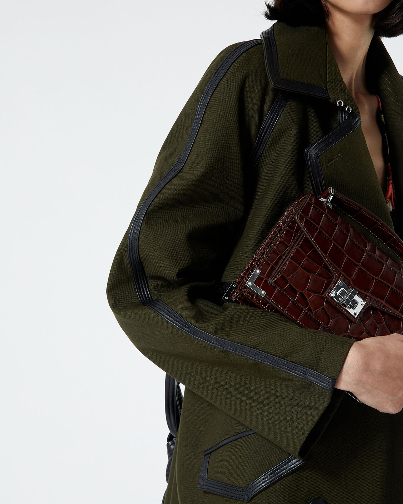 The Kooples DAMEN DARK BROWN mini-handtasche emily leder krokooptik