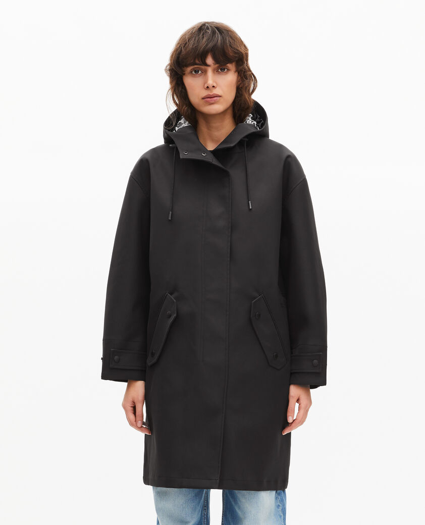 The Kooples F BLACK long black hooded parka