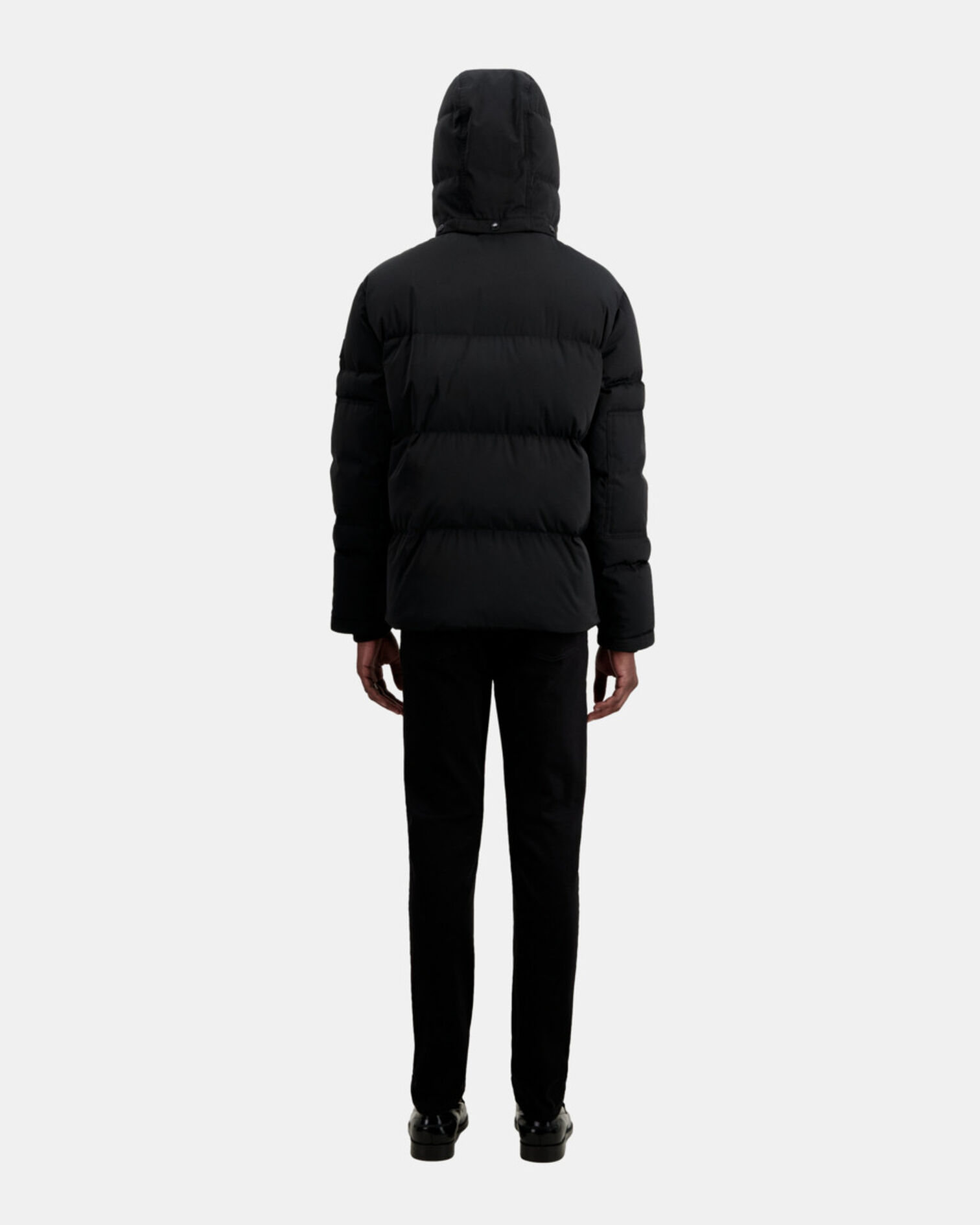 Black hooded puffer jacket, BLACK, hi-res image number null