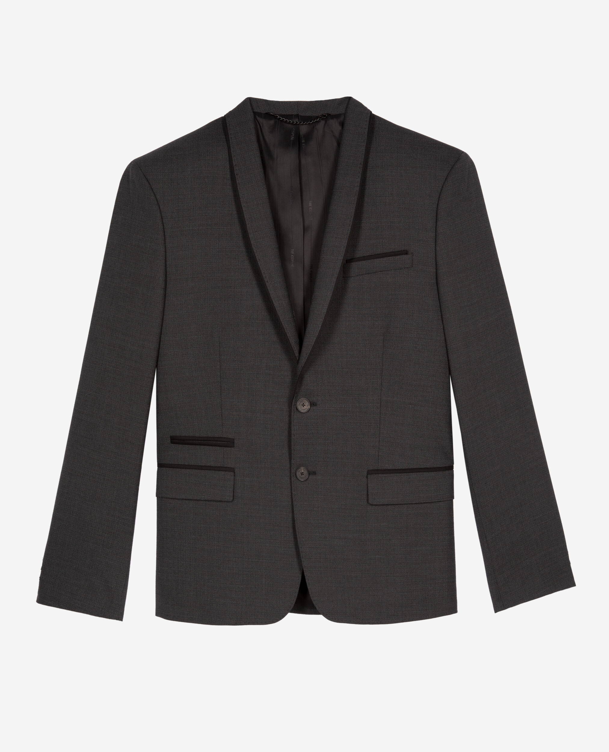 Schwarze karierte Anzugjacke aus Wollmischung, BLACK GREY, hi-res image number null