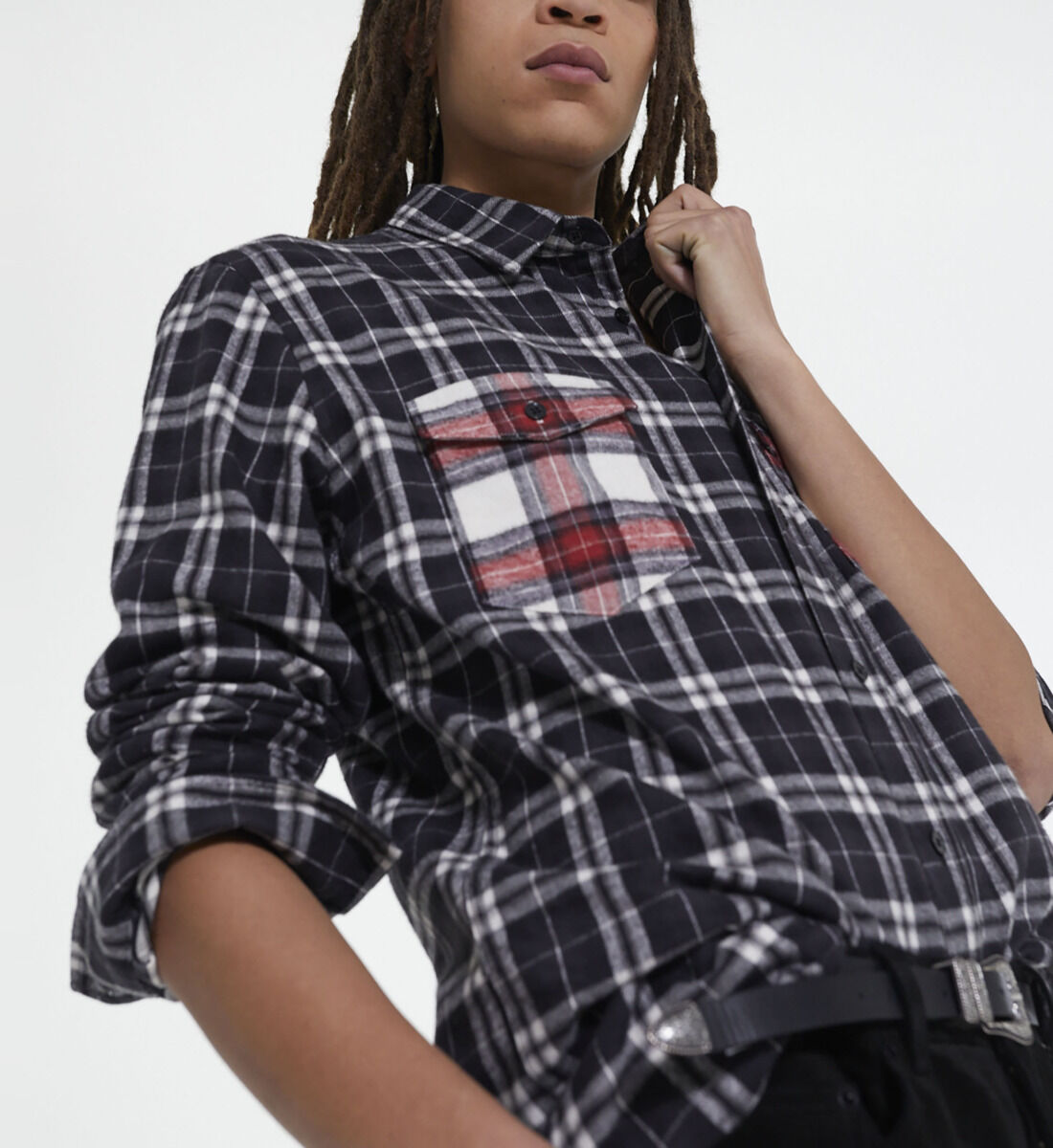 Check classic collar shirt