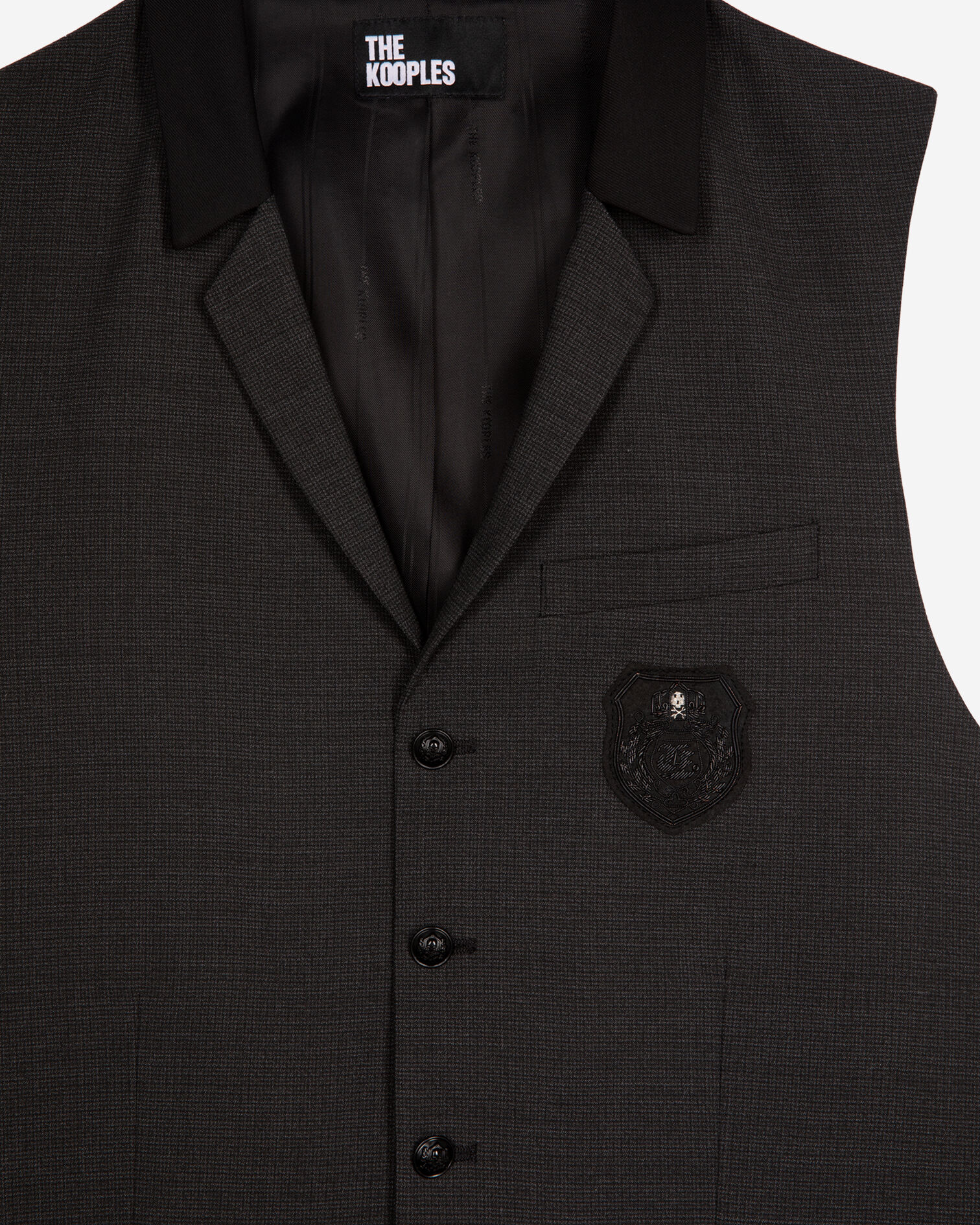 Anzugweste aus Wollgemisch Mikrokaro schwarz, BLACK GREY, hi-res image number null