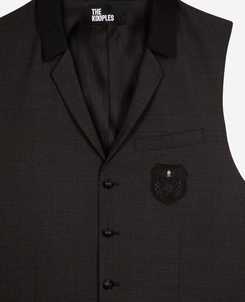 The Kooples H BLACK GREY black micro check wool blend suit vest