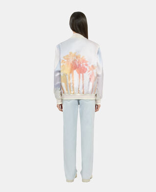The Kooples FEMME LIGHT PINK blouson satiné avec palmiers rose et lilas