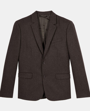 The Kooples MEN BROWN brown pinstripe suit jacket