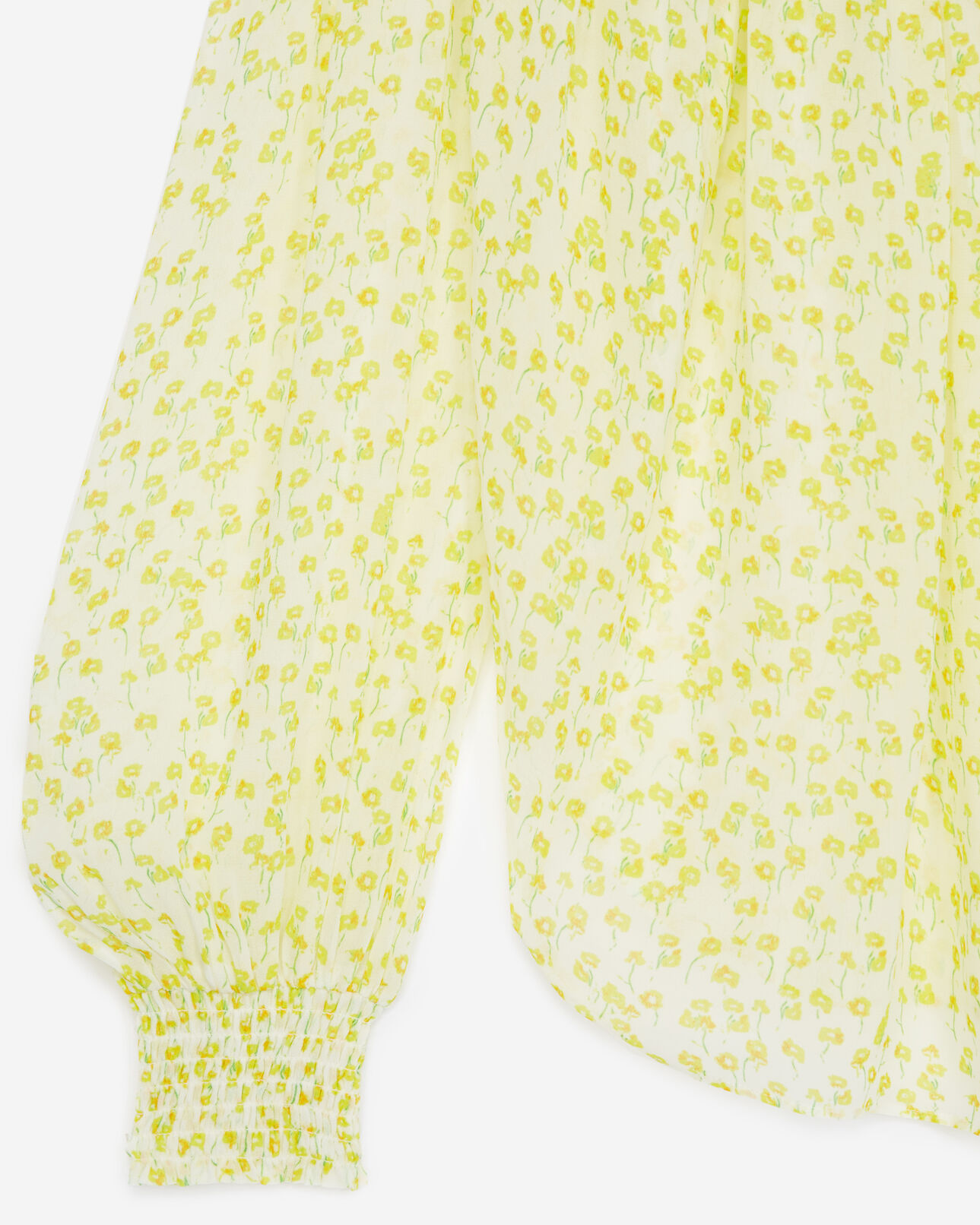 The Kooples FEMME WHITE / DEEP YELLOW top fluide blanc et jaune à col rond