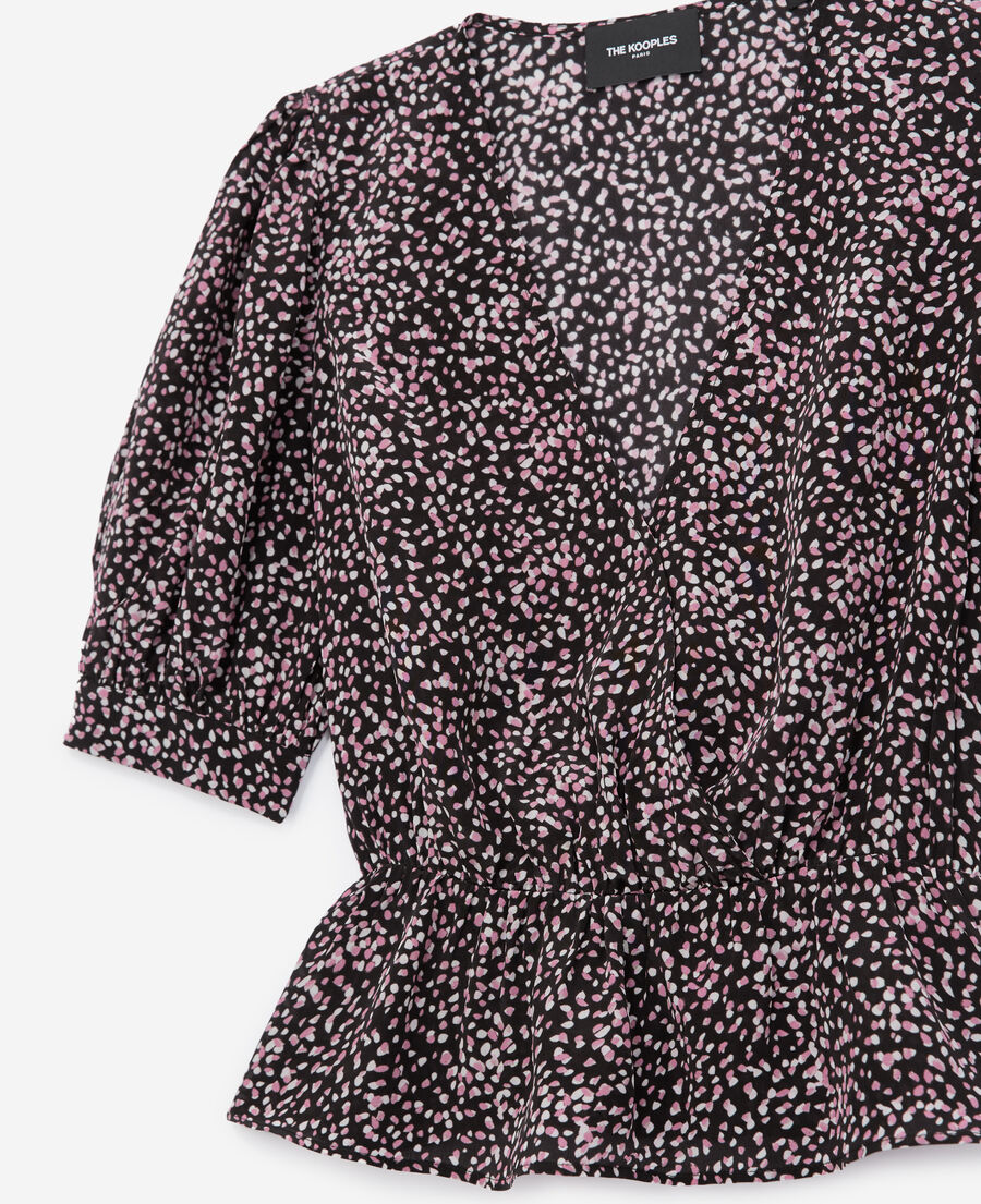 flowing black and pink polka-dot top