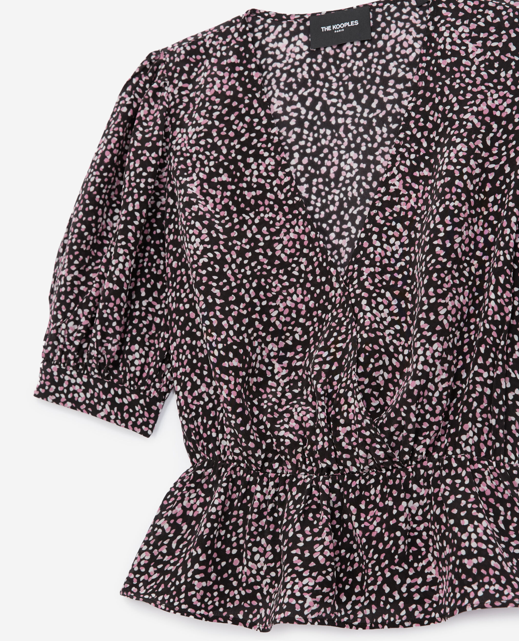 Flowing black and pink polka-dot top, BLACK / PINK, hi-res image number null