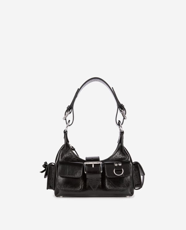 The Kooples FEMME BLACK sac amelia small en cuir craquelé noir