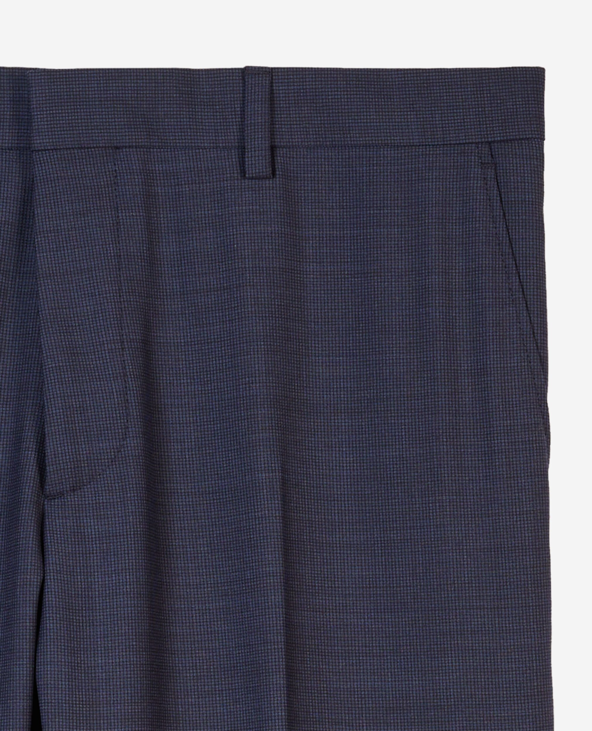 Pantalon de costume micro carreaux en laine, NAVY, hi-res image number null
