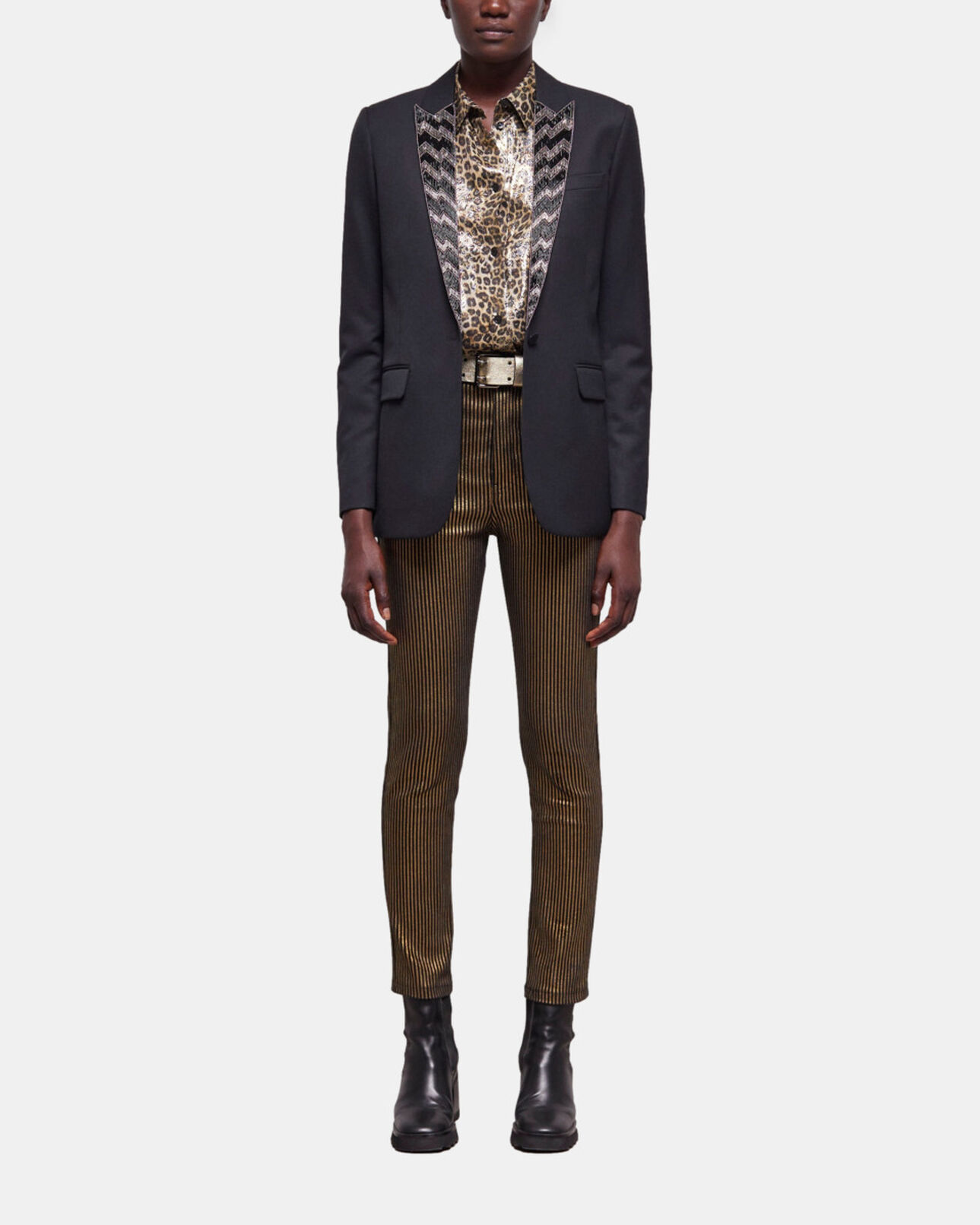 The Kooples WOMEN BLACK black jacket with pearl details