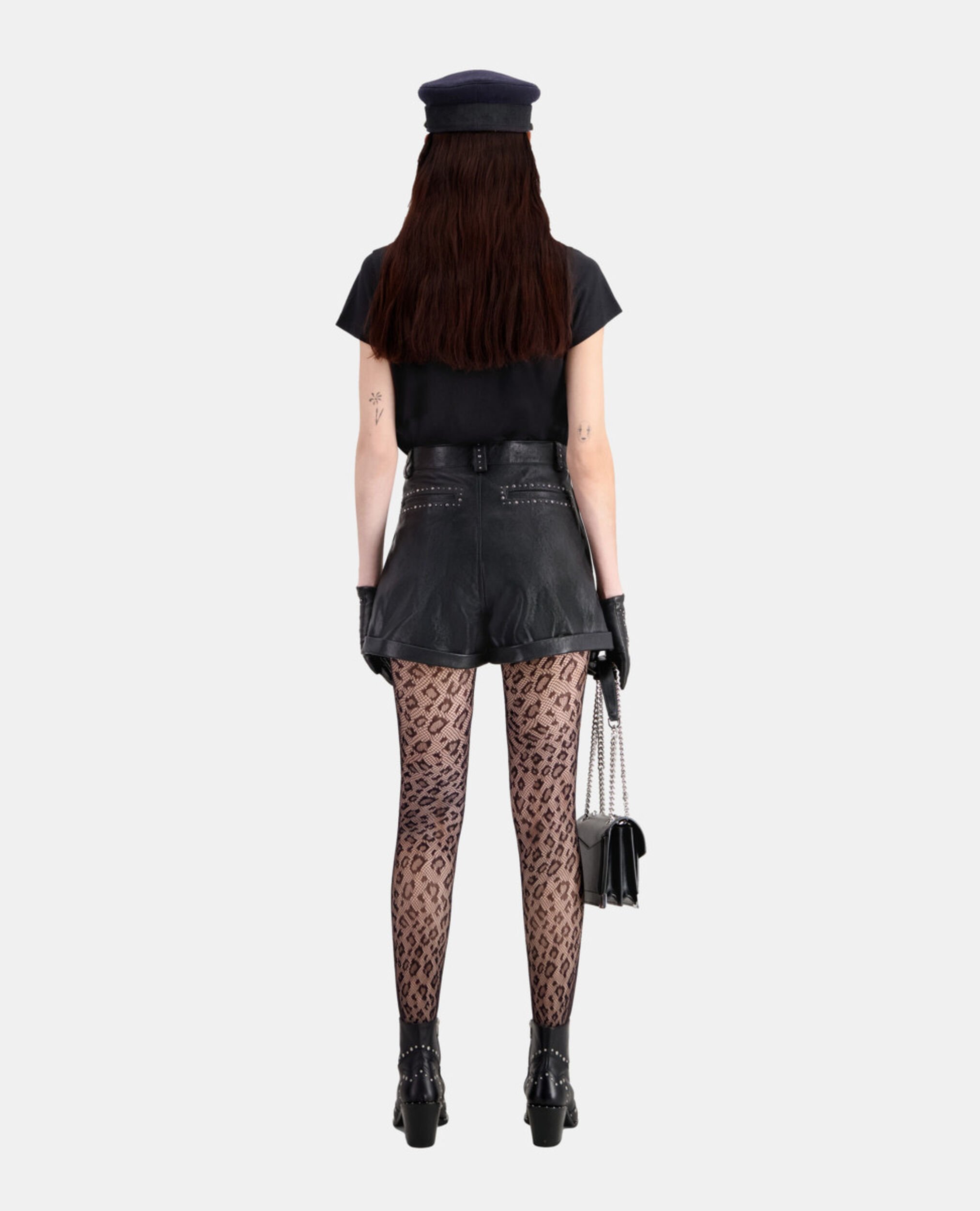 Leather shorts with studs, BLACK, hi-res image number null
