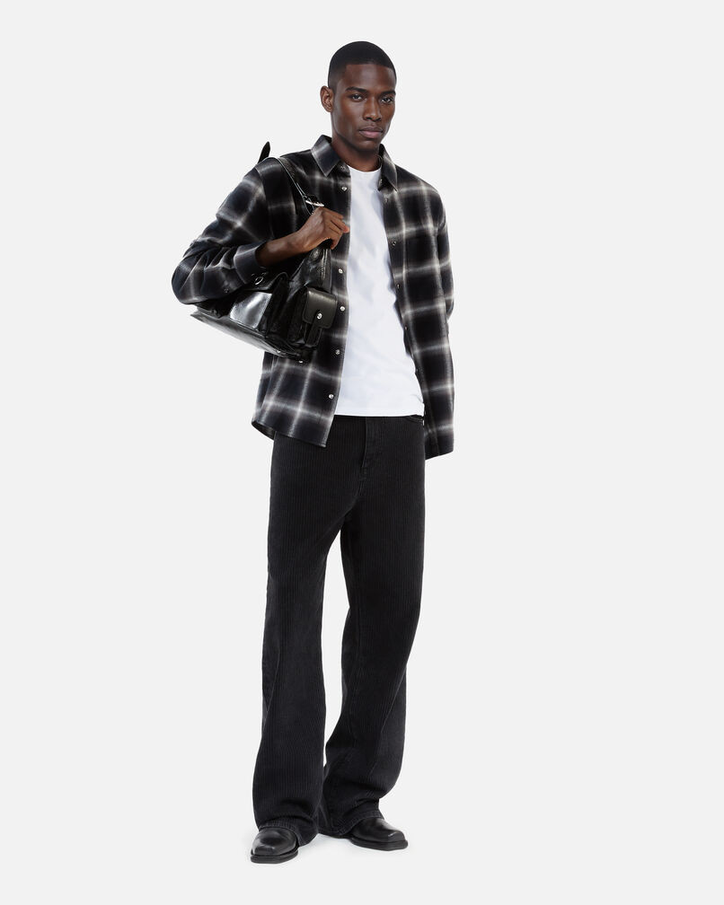 The Kooples HOMME BLACK GREY WHITE chemise à carreaux noir et blanc