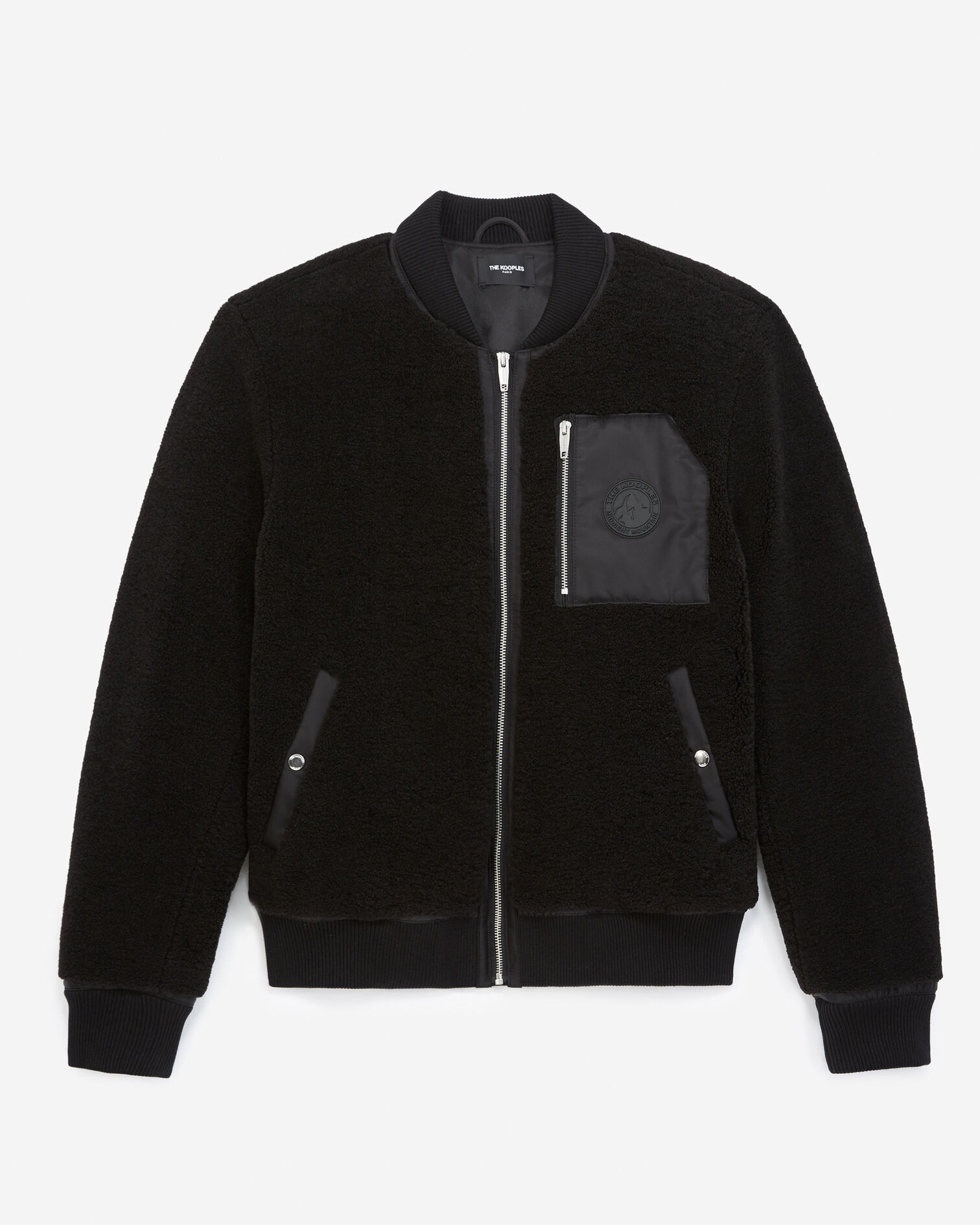 Blouson fausse fourrure noire à poche, BLACK, hi-res image number null