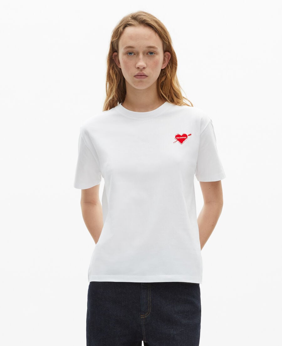 The Kooples DAMEN WHITE t-shirt mit herz-beflockung in wei&szlig;