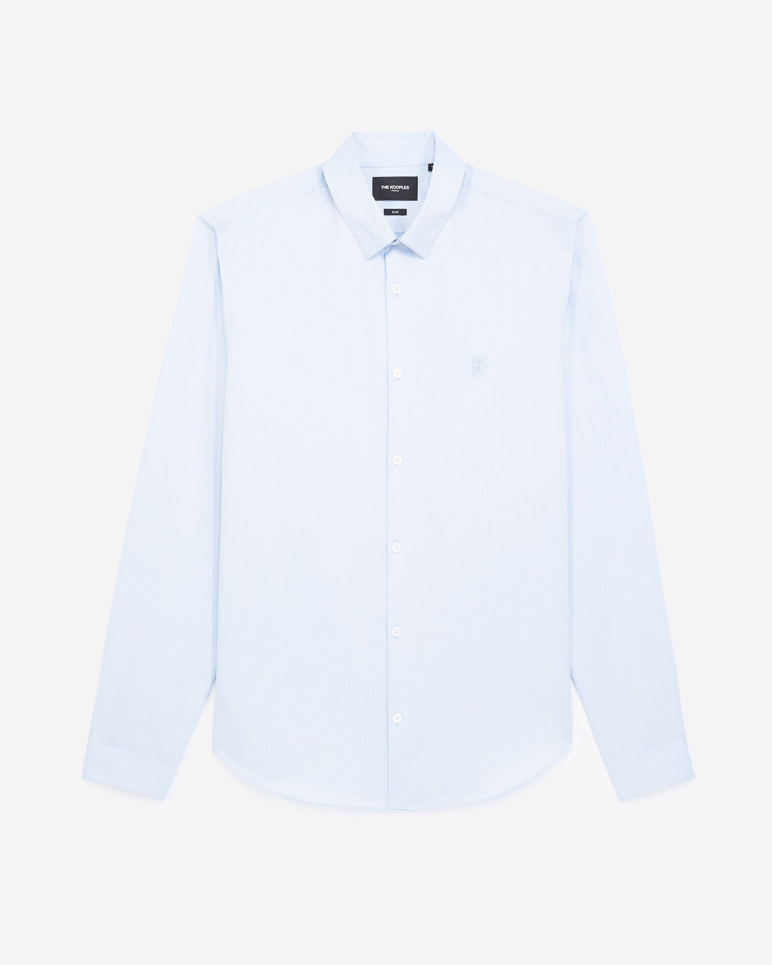 Blue classic-collar shirt w/embroidered logo, SKY, hi-res image number null