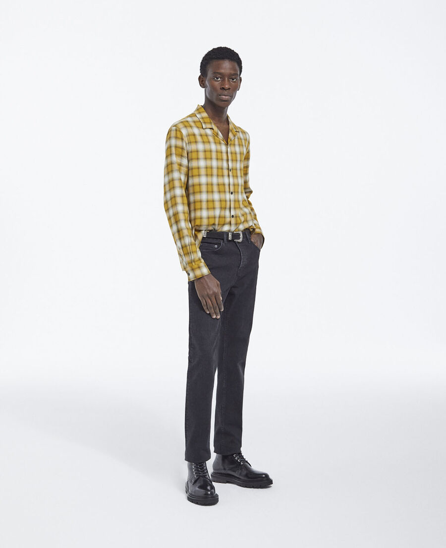 chemise jaune à carreaux contrastés coton